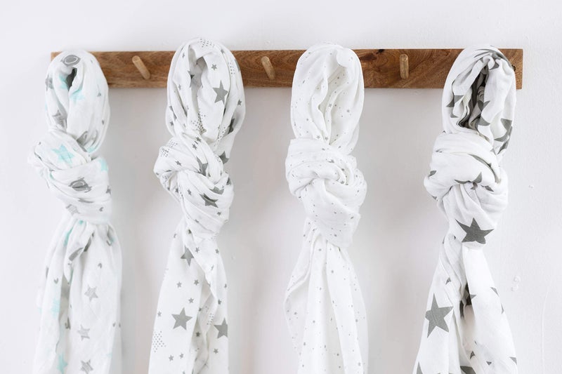 Cuddle Bug CuddleBug Swaddles for Newborns - 100% Muslin Cotton Baby Swaddle Blanket, Soft & Breathable, Large 4x4 Feet â€“ Muslin Cotton 4 Pack (Starry Nights), Baby Essentials for New Mom - Image 5